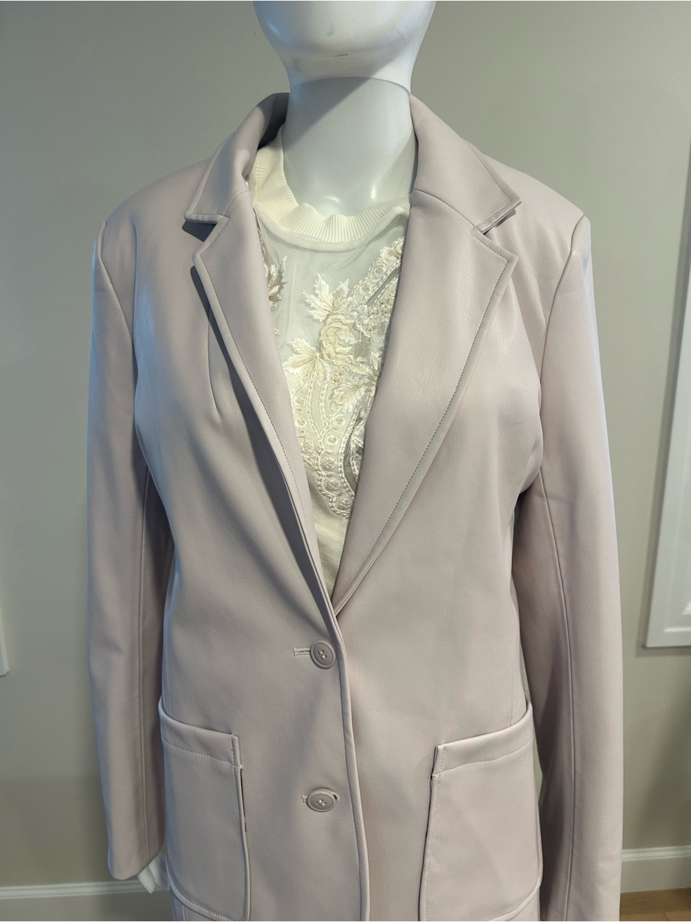 Anthropologie Faux Leather Blazer in Lavender
New With Tags